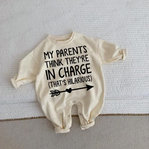 MY PARENTS THINK THEY'RE IN CHARGE (THAT'S HILARIOUS) Baby Toddler Beige Romper
