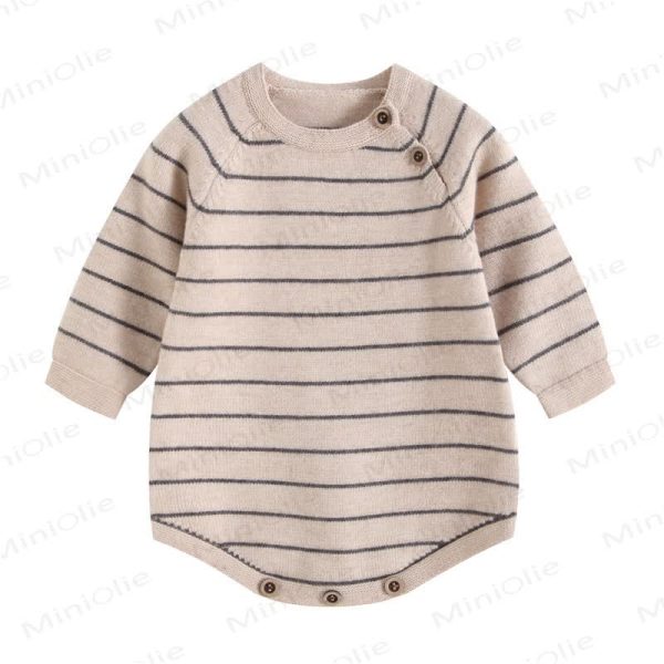Baby Striped Knit Khaki Bodysuit