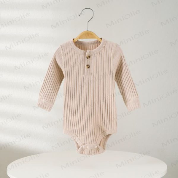 Baby Ribbed Solid Color Button Bodysuit
