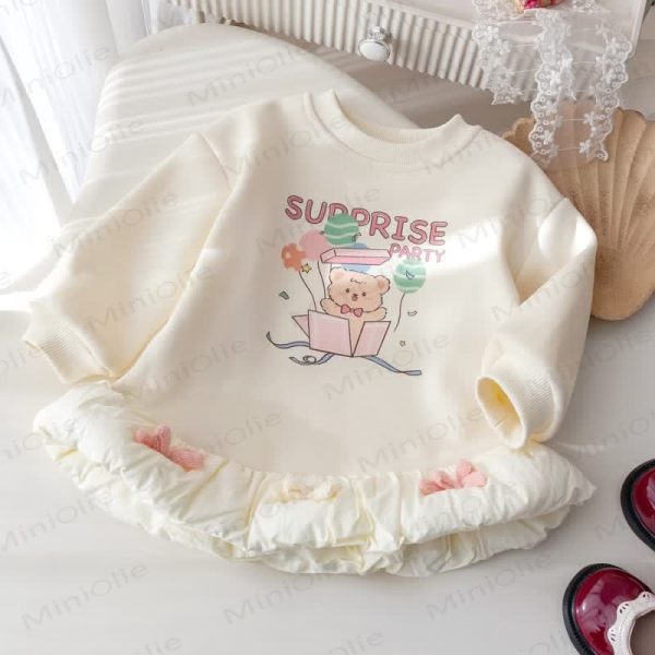 SURPRISE PARTY Toddler Girl Bow Bear Fleece Lined Bud Skirt