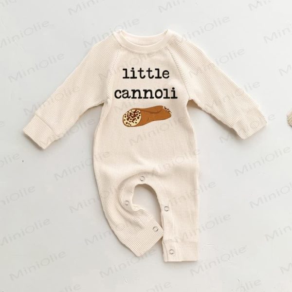 LITTLE CANNOLI Baby Waffle Beige Romper