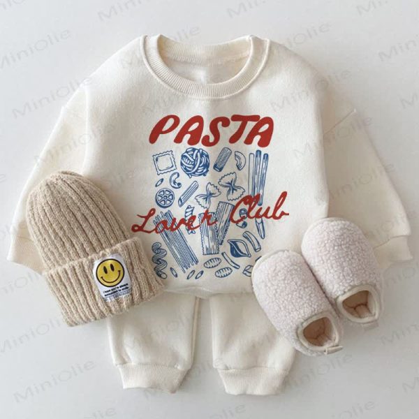 PASTA LOVER CLUB Baby White Sweatshirt 2-piece Set