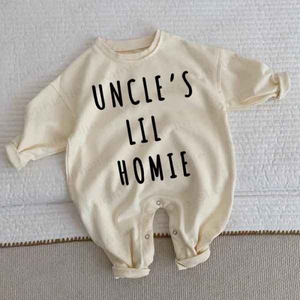 UNCLE'S LIL HOMIE Baby Toddler Beige Romper