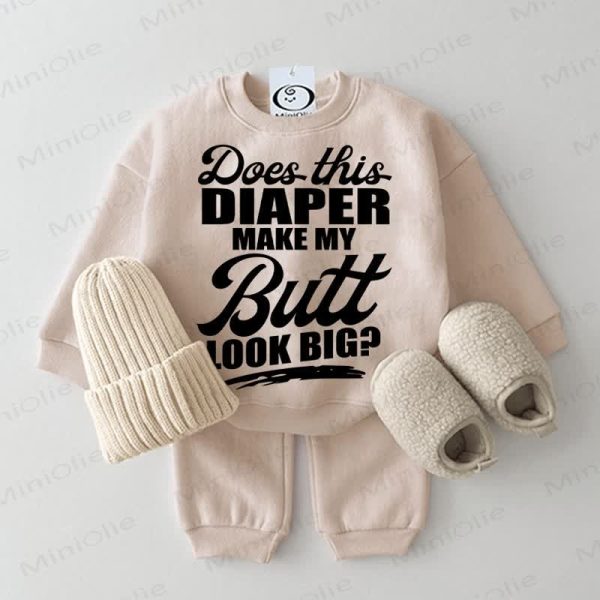 DOES THIS DIAPER MAKE MY BUTT LOOK BIG Baby Beige 2-piece Set