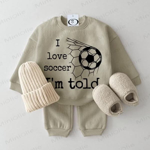 I LOVE SOCCER I'M TOLD Baby 2-piece Grey Green Set