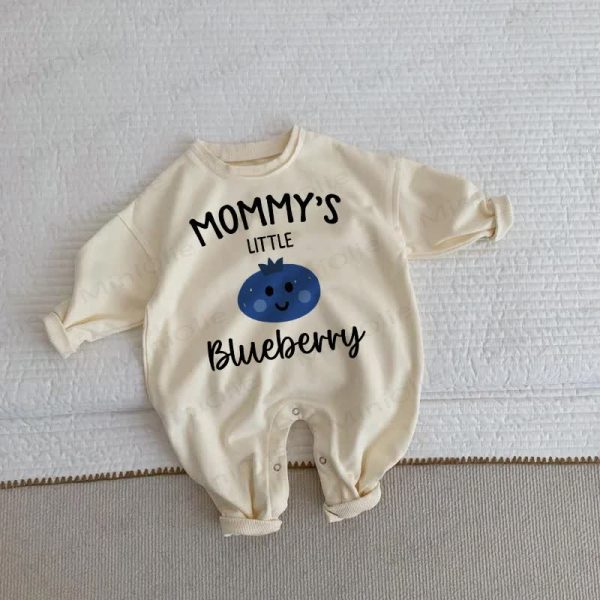 MOMMY'S LITTLE BLUEBERRY Baby Toddler Beige Romper