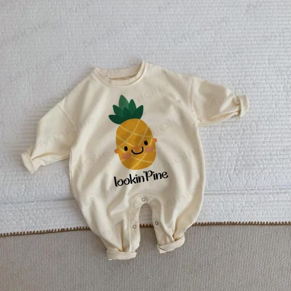 LOOKIN'PINE Baby Toddler Pineapple Beige Romper