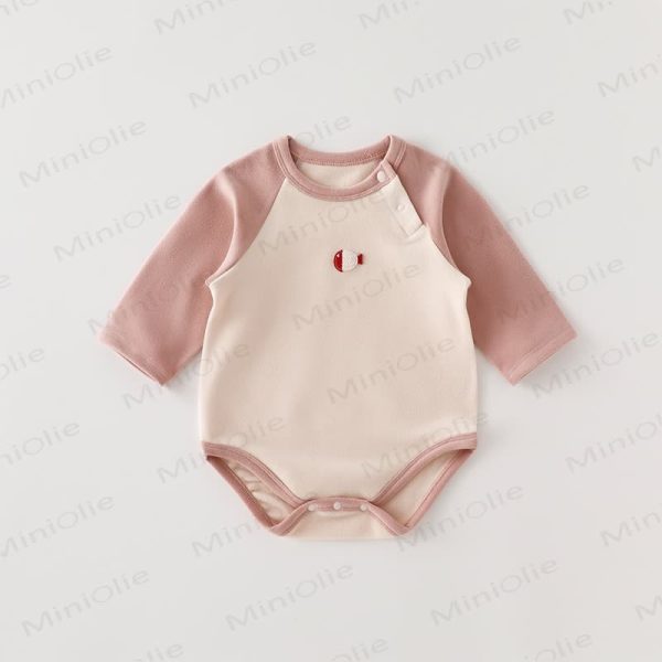 Baby Contrast Sleeves Embroidered Bodysuit