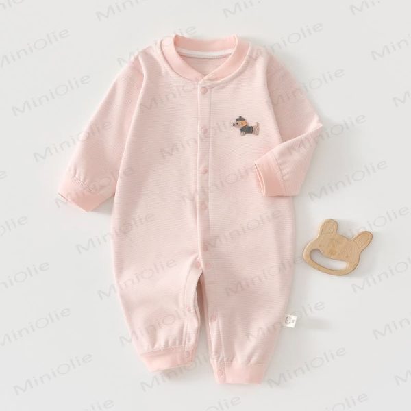 Baby Cartoon Puppy Striped Pajamas Romper