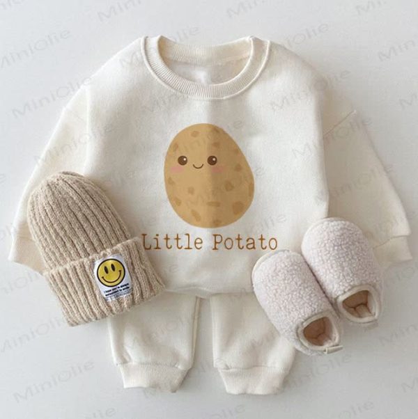 LITTLE POTATO Baby White Sweatshirt 2-piece Set