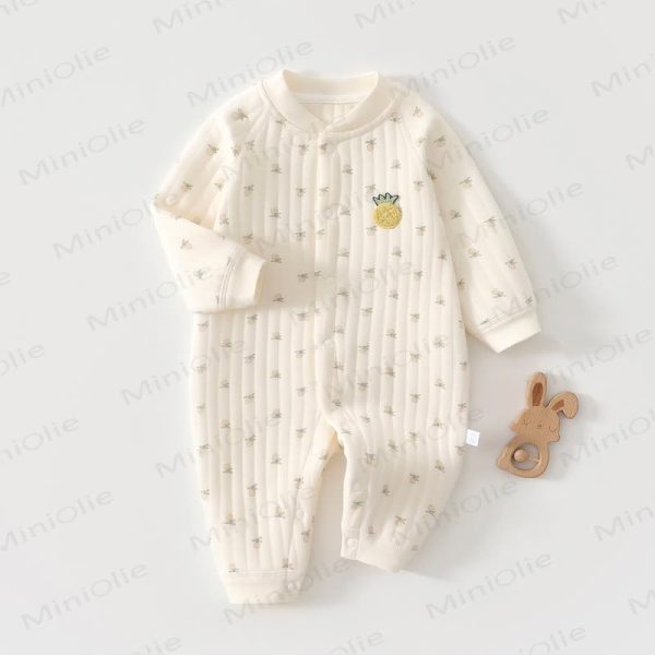 Baby Pineapple Print Quilted Pajamas Romper