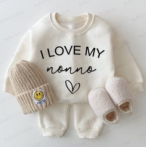 I LOVE MY NONNA Baby White Sweatshirt 2-piece Set