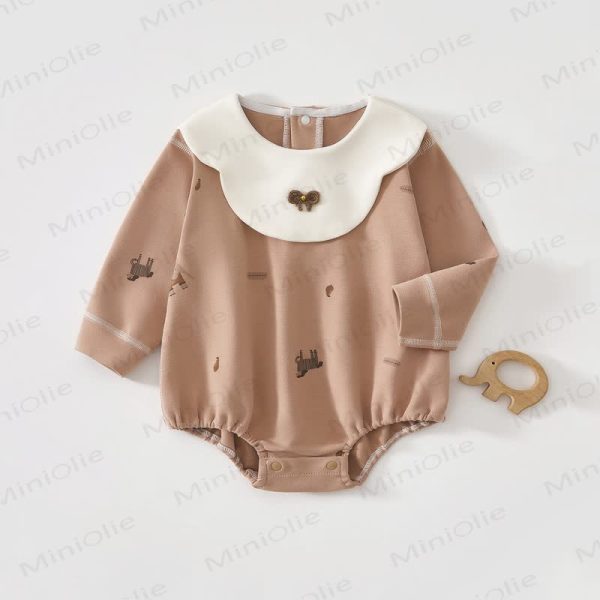 Baby Newborn Petal Collar Cotton Bodysuit
