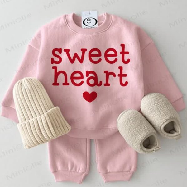 SWEET HEART Baby Sweatshirt 2-piece Pink Set