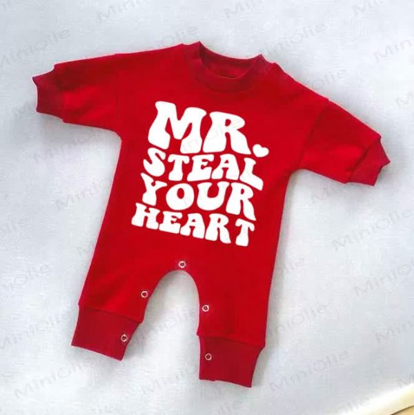 MR STEAL YOUR HEART Baby Red Romper