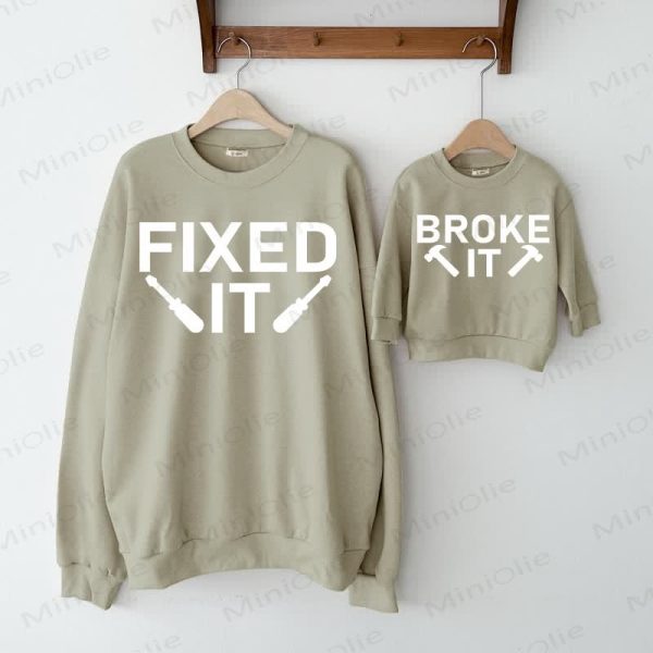 FIXED/BROKE IT Grey Green Family Sweatshirt