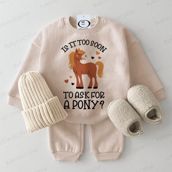 IS IT TOO SOON TO ASK FOR A PONY Baby 2-piece Beige Set