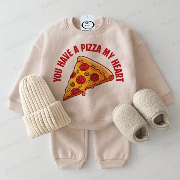 YOU HAVE A PIZZA MY HEART Baby 2-piece Beige Set
