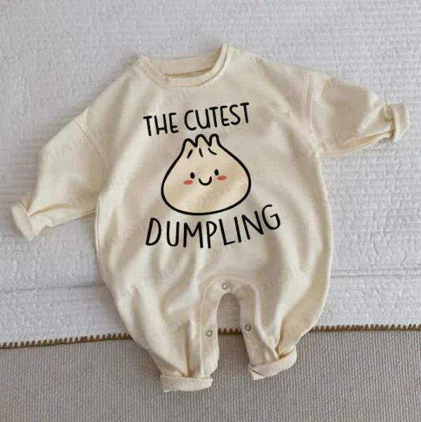 THE CUTEST DUMPLING Baby Toddler Beige Romper