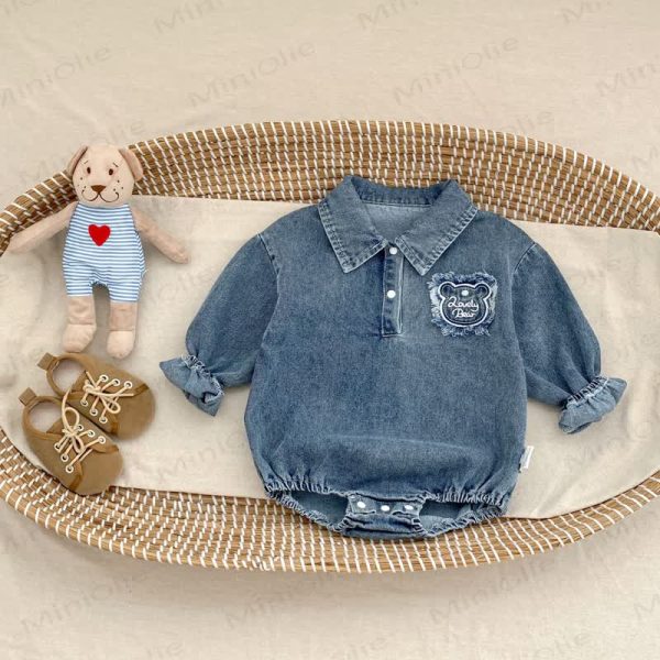 Baby Bear Denim Polo Bodysuit