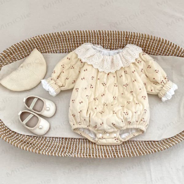 Baby Floral Quilted Lace Collar Bodysuit