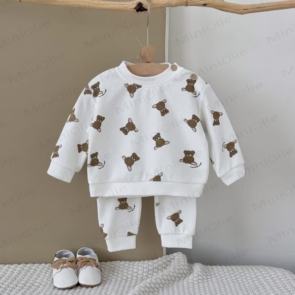 Baby Boy Bear Knit White 2-piece Set