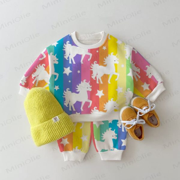 Baby Toddler Rainbow Unicorn White 2-piece Set