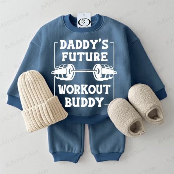 DADDY'S FUTURE WORKOUT BUDDY Baby Blue Sweatsuit 2-piece Set