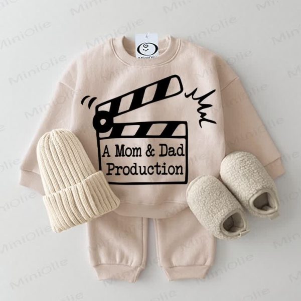 A MOM & DAD PRODUCTION Baby Beige Sweatshirt 2-piece Set