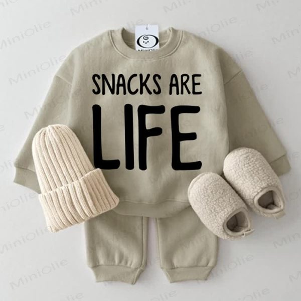 SNACKS ARE LIFE Baby 2-piece Grey Green Set