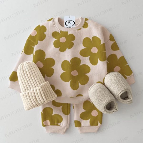 Baby Beige Green Flower 2-piece Set