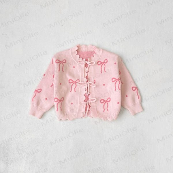 Baby Knit Bow Pink Cardigan/Pants
