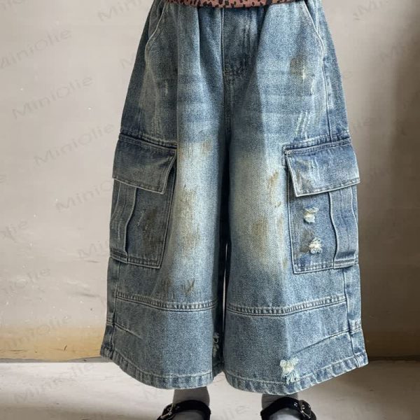 Toddler Kid Girl Denim Worker Pants