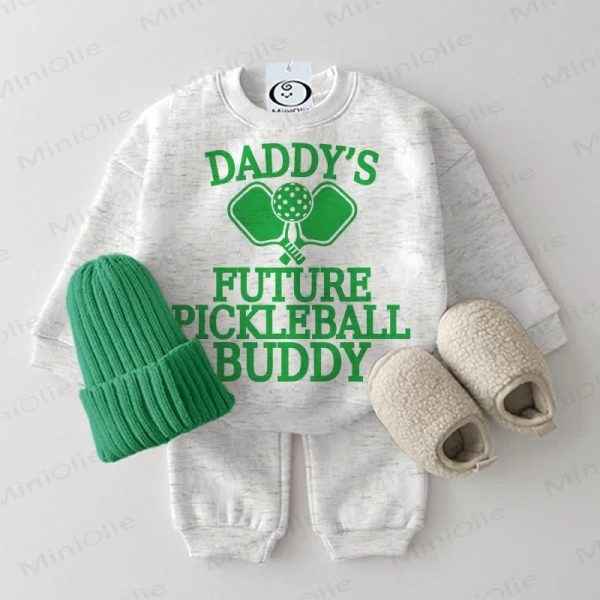 DADDY'S FUTURE PICKLEBALL BUDDY Baby 2-piece Light Grey Set