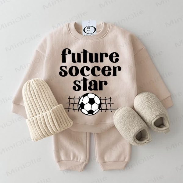 FUTURE SOCCER STAR Baby Beige Sweatshirt 2-piece Set