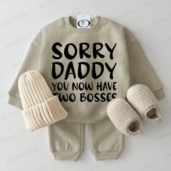 SORRY DADDY YOU NOW HAVE TWO BOSSES Baby 2-piece Grey Green Set