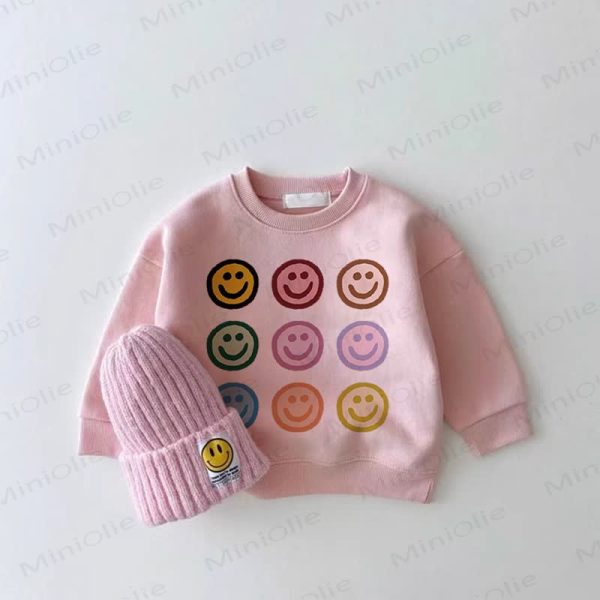 Baby Girl Multicolor Smiley Face Pink Sweatshirt