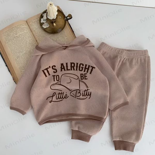IT'S ALRIGHT TO BE LITTLE BITTY Baby Brown Waffle 2-piece Set