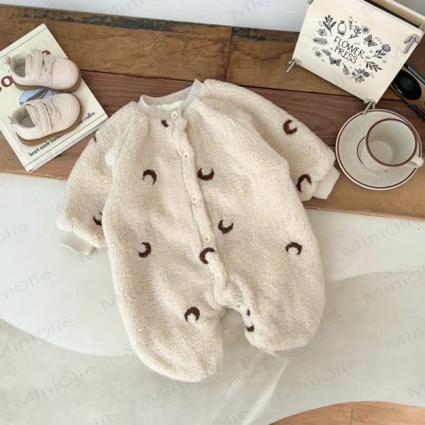 Baby Embroidered Moon Fleece Romper
