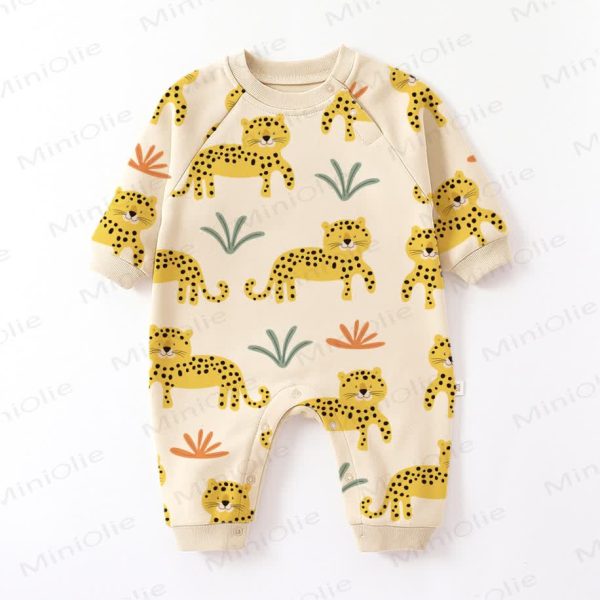 Baby Cute Leopard Beige Romper