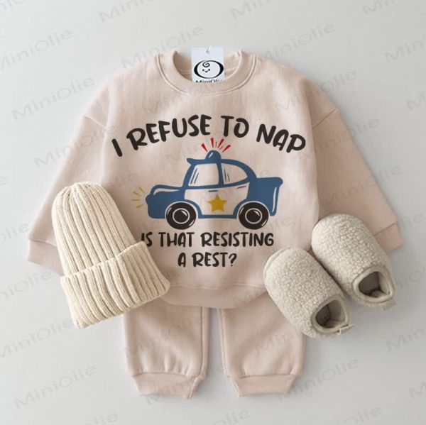I REFUSE TO NAP IS THAT RESISTING A REST? Baby Beige Sweatshirt 2-piece Set