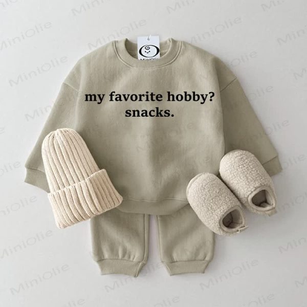 MY FAVORITE HOBBY? SNACKS. Baby Grey Green 2-piece Set