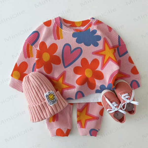 Baby Star Flower Pink Waffle 2-piece Set