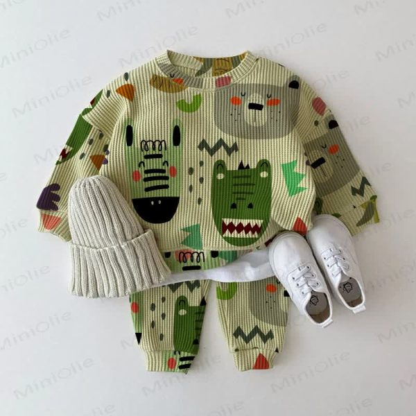 Baby Toddler Animal Waffle Green 2-piece Set