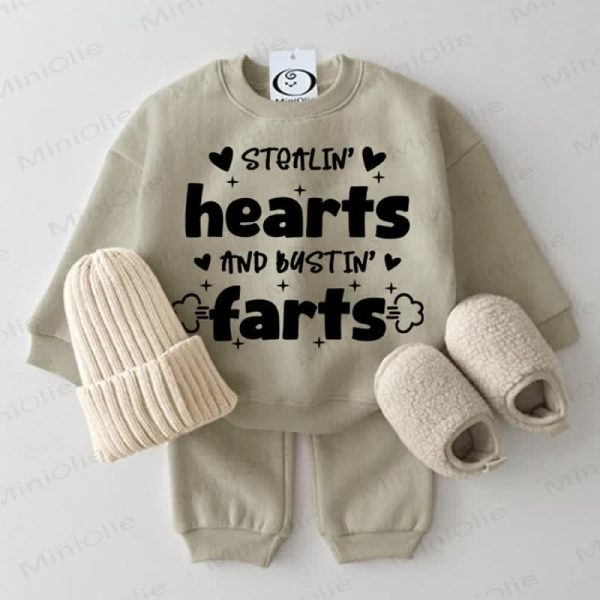 STEALIN' HEARTS AND BUSTIN' FARTS Baby Grey Green 2-piece Set
