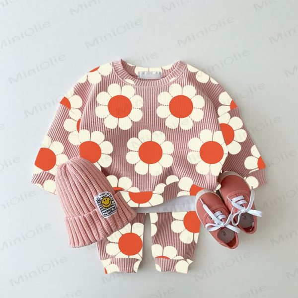 Baby Pink Waffle 2-piece Floral Set