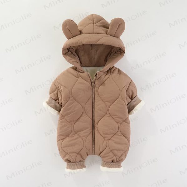 Baby Fleece Solid Color Quilted Romper