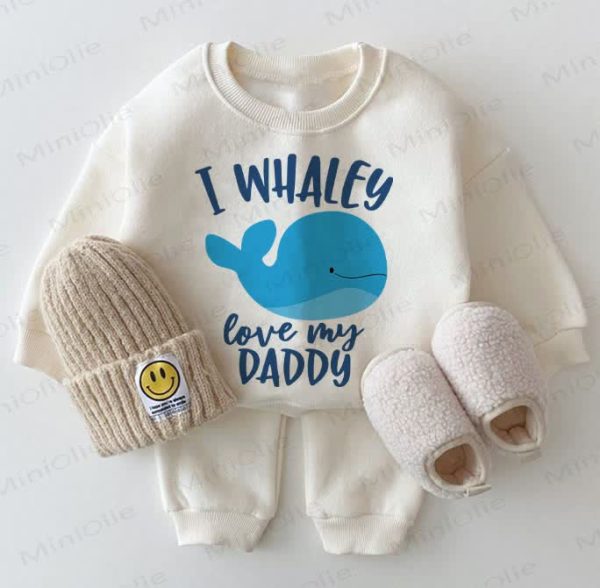 I WHALEY LOVE MY DADDY Baby White Sweatshirt 2-piece Set