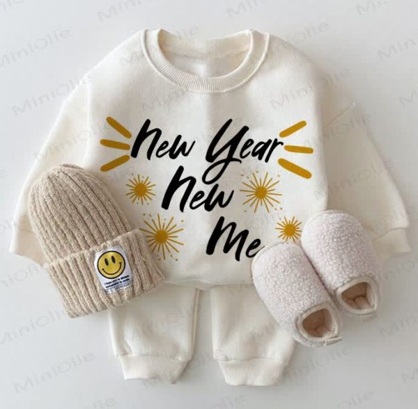 NEW YEAR NEW ME Baby White Sweatshirt 2-piece Set