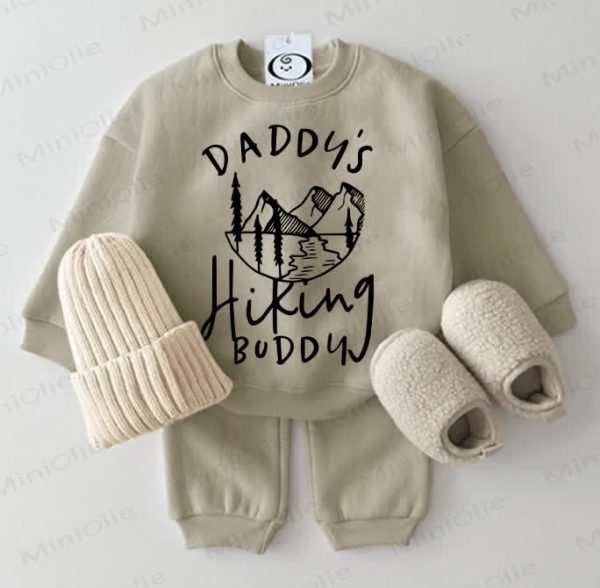 DADDY'S HIKING BUDDY Baby Sweatshirt 2-piece Grey Green Set